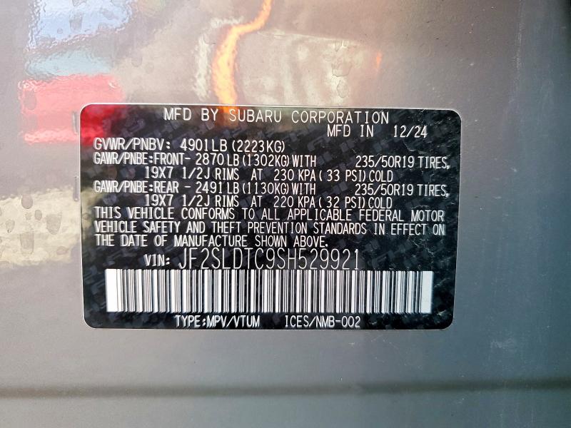Photo 14 from auction – 2025 SUBARU FORESTER T with VIN JF2SLDTC9SH529921