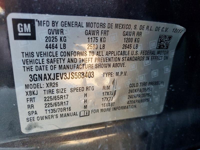 Photo 14 from auction – 2018 CHEVROLET EQUINOX LT with VIN 3GNAXJEV3JS583403