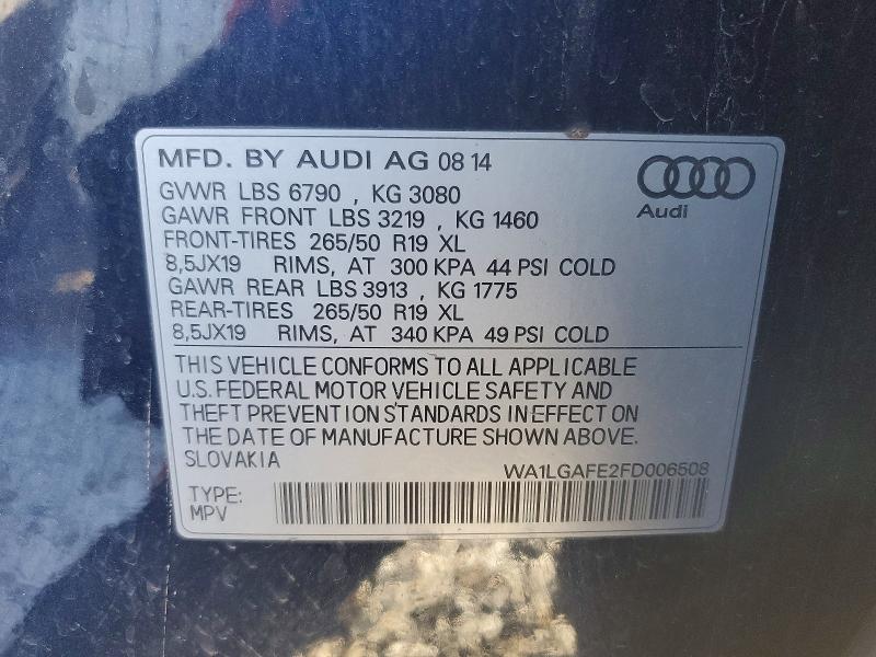 Photo 14 from auction – 2015 AUDI Q7 PREMIUM with VIN WA1LGAFE2FD006508