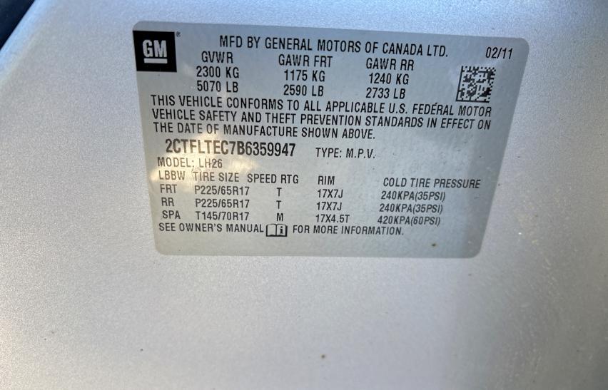 Photo 10 from auction – 2011 GMC TERRAIN SL with VIN 2CTFLTEC7B6359947