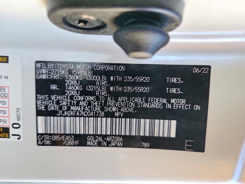Photo 14 from auction – 2022 LEXUS RX with VIN JTJHZKFA7N2041738