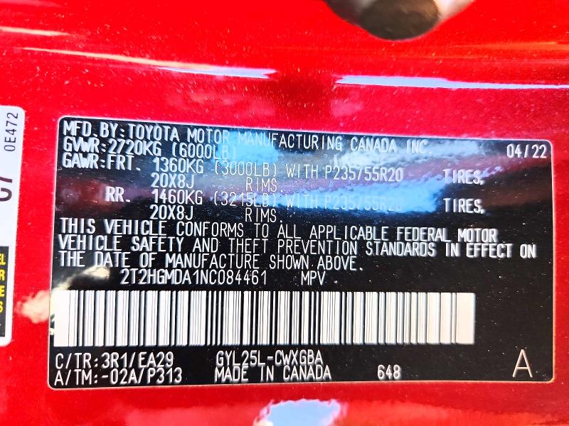 Photo 14 from auction – 2022 LEXUS RX 450H with VIN 2T2HGMDA1NC084461