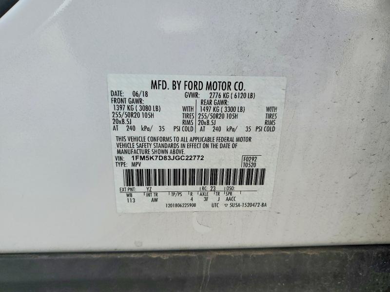 Photo 14 from auction – 2018 FORD EXPLORER with VIN 1FM5K7D83JGC22772