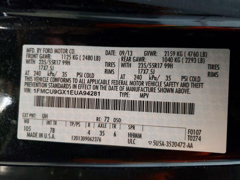 Photo 14 from auction – 2014 FORD ESCAPE with VIN 1FMCU9GX1EUA94281