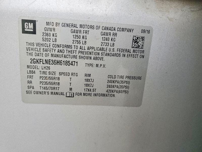 Photo 14 from auction – 2017 GMC TERRAIN SL with VIN 2GKFLNE36H6185471