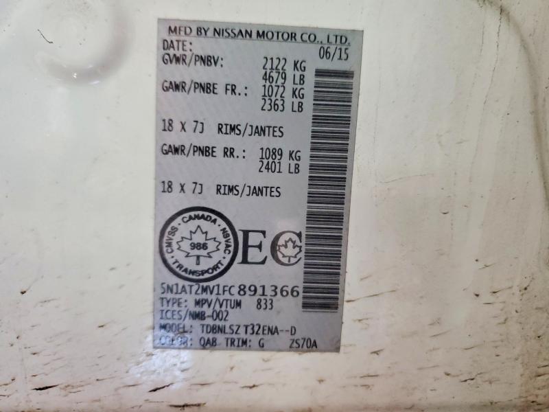 Photo 14 from auction – 2015 NISSAN ROGUE S with VIN 5N1AT2MV1FC891366