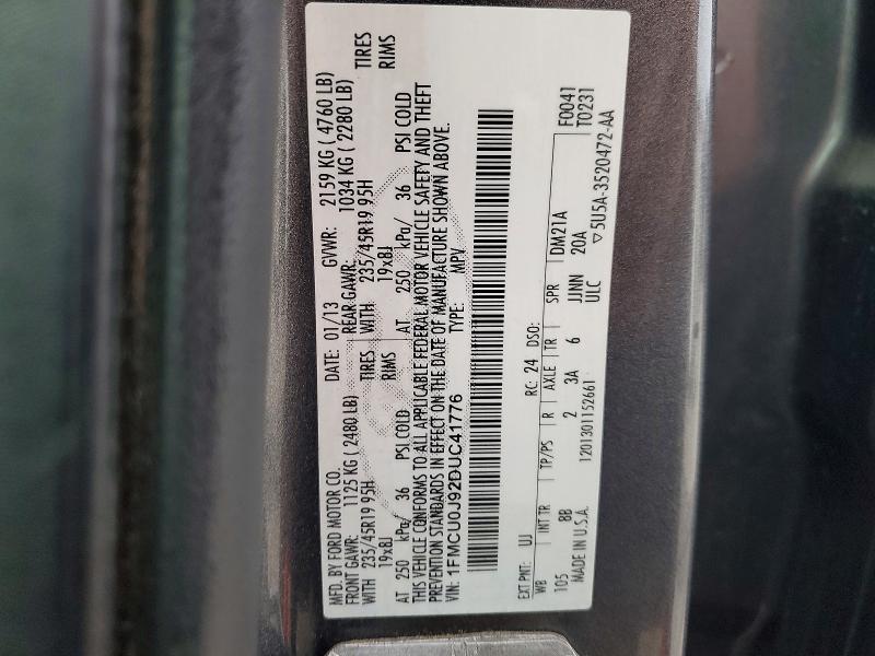 Photo 14 from auction – 2013 FORD ESCAPE TIT with VIN 1FMCU0J92DUC41776