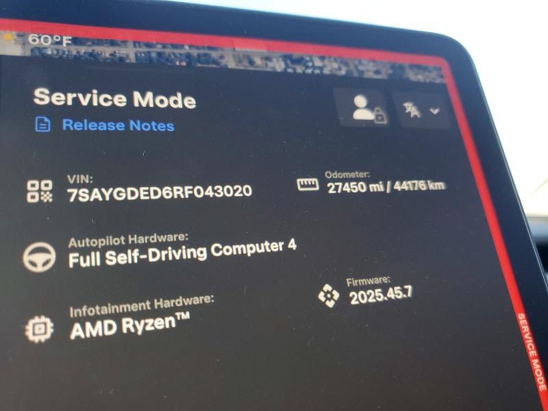 Photo 9 from auction – 2024 TESLA MODEL Y with VIN 7SAYGDED6RF043020