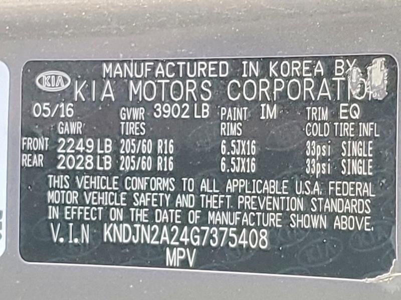 Photo 14 from auction – 2016 KIA SOUL with VIN KNDJN2A24G7375408