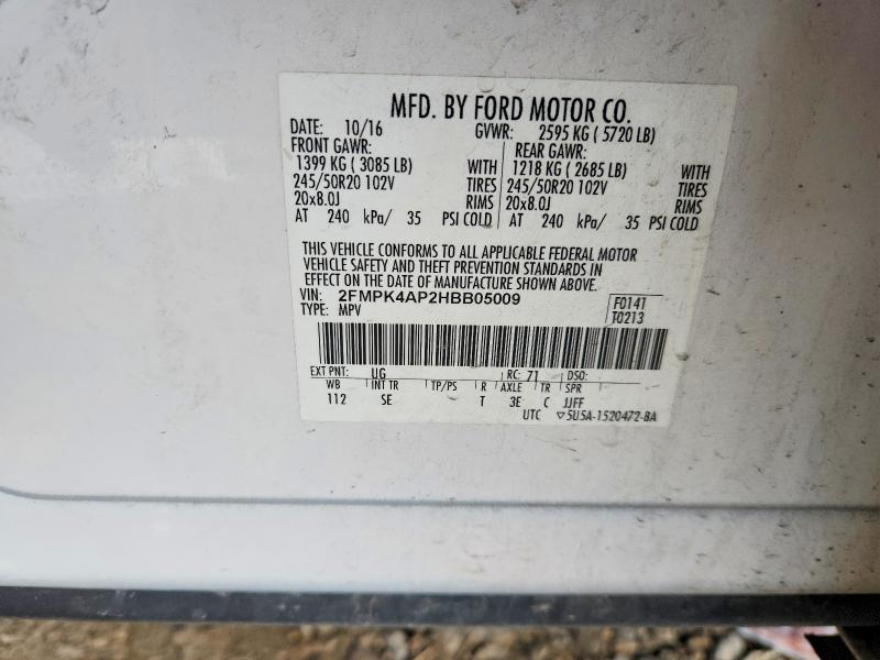 Photo 14 from auction – 2017 FORD EDGE SPORT with VIN 2FMPK4AP2HBB05009