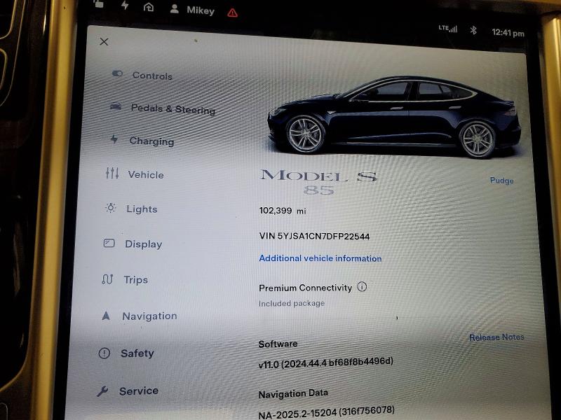 Photo 9 from auction – 2013 TESLA MODEL S with VIN 5YJSA1CN7DFP22544