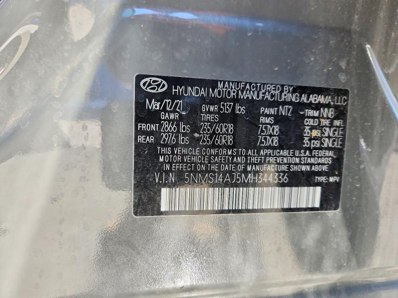 Photo 14 from auction – 2021 HYUNDAI SANTA FE with VIN 5NMS14AJ5MH344336
