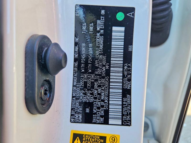 Photo 14 from auction – 2016 TOYOTA /S/LE/XLE with VIN 5TDJKRFHXGS268545