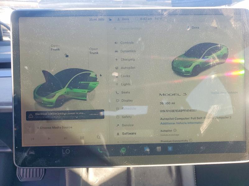 Photo 9 from auction – 2023 TESLA MODEL 3 with VIN 5YJ3E1EA9PF414007