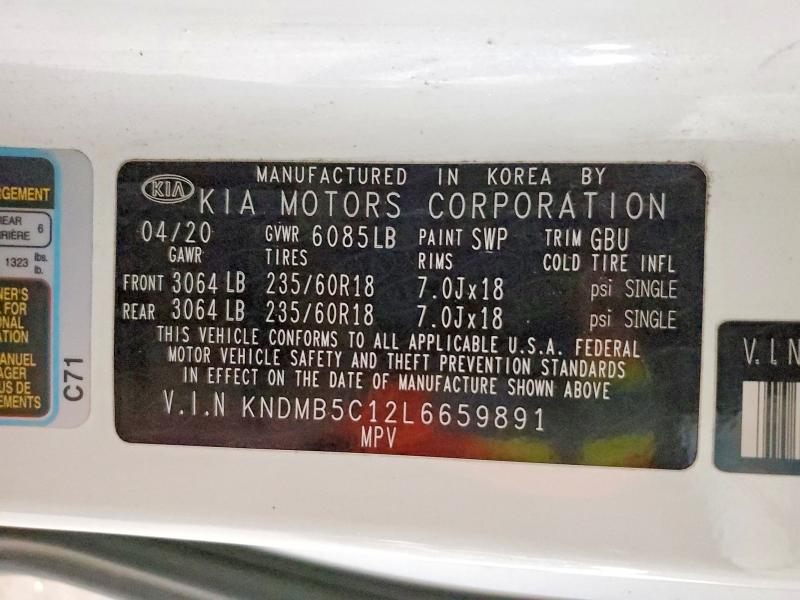 Снимка 14 от търг – 2020 KIA SEDONA с VIN KNDMB5C12L6659891