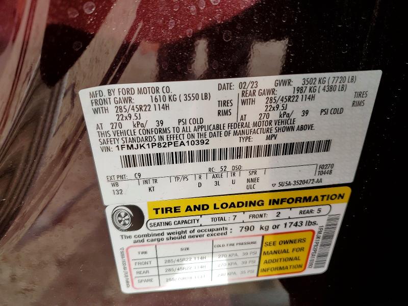 Photo 14 from auction – 2023 FORD EXPEDITION with VIN 1FMJK1P82PEA10392