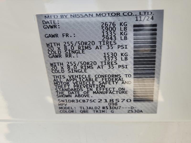 Photo 14 from auction – 2025 NISSAN PATHFINDER with VIN 5N1DR3CB7SC218570