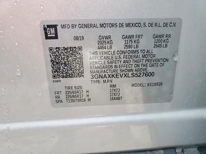 Photo 14 from auction – 2020 CHEVROLET EQUINOX LT with VIN 3GNAXKEVXLS527600