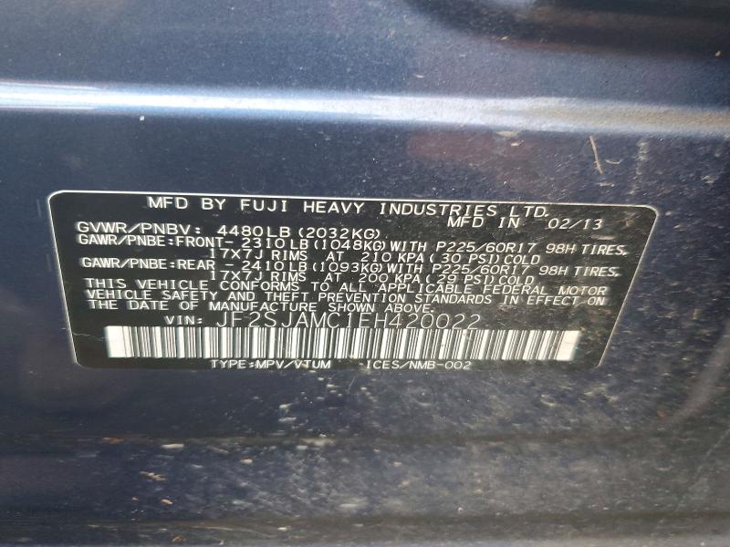Photo 14 from auction – 2014 SUBARU FORESTER 2 with VIN JF2SJAMC1EH420022