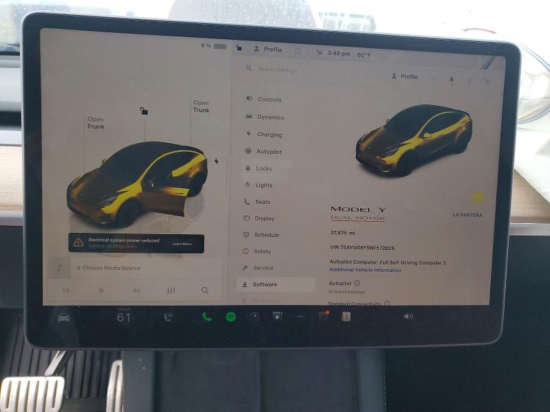 Photo 9 from auction – 2022 TESLA MODEL Y with VIN 7SAYGDEF5NF572826