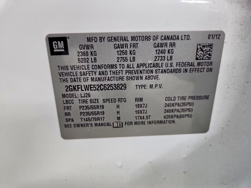 Photo 14 from auction – 2012 GMC TERRAIN SL with VIN 2GKFLWE52C6253829