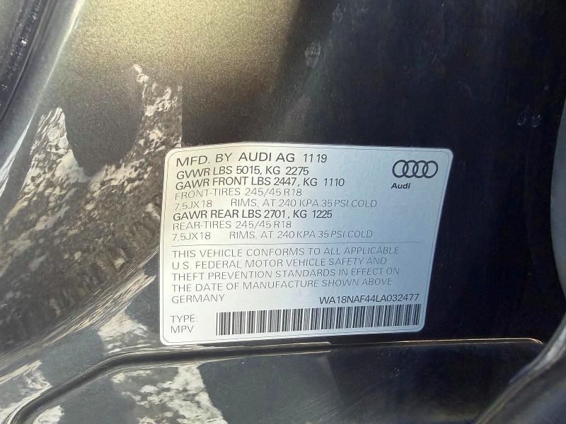 Photo 10 from auction – 2020 AUDI A4 ALLROAD with VIN WA18NAF44LA032477