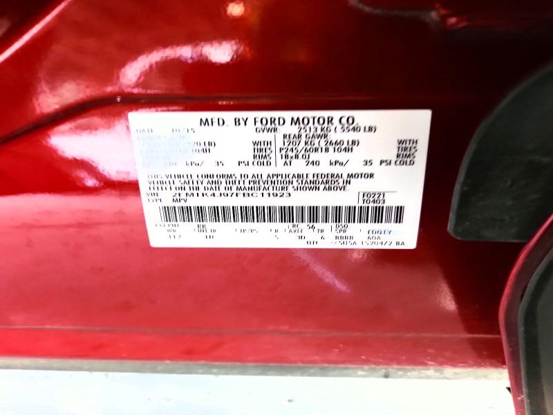 Photo 14 from auction – 2015 FORD EDGE SEL with VIN 2FMTK4J97FBC11923