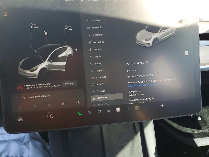 Photo 9 from auction – 2022 TESLA MODEL 3 with VIN 5YJ3E1EAXNF156979