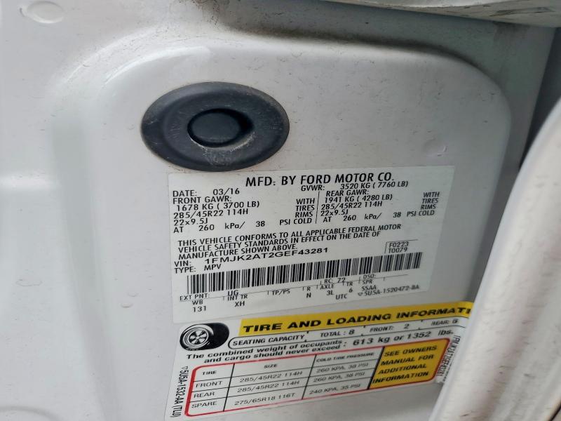 Photo 14 from auction – 2016 FORD EXPEDITION with VIN 1FMJK2AT2GEF43281