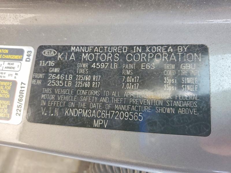 Photo 14 from auction – 2017 KIA SPORTAGE L with VIN KNDPM3AC6H7209565