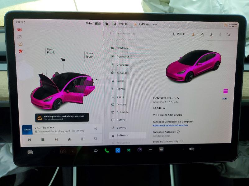 Photo 9 from auction – 2018 TESLA MODEL 3 with VIN 5YJ3E1EAXJF076186