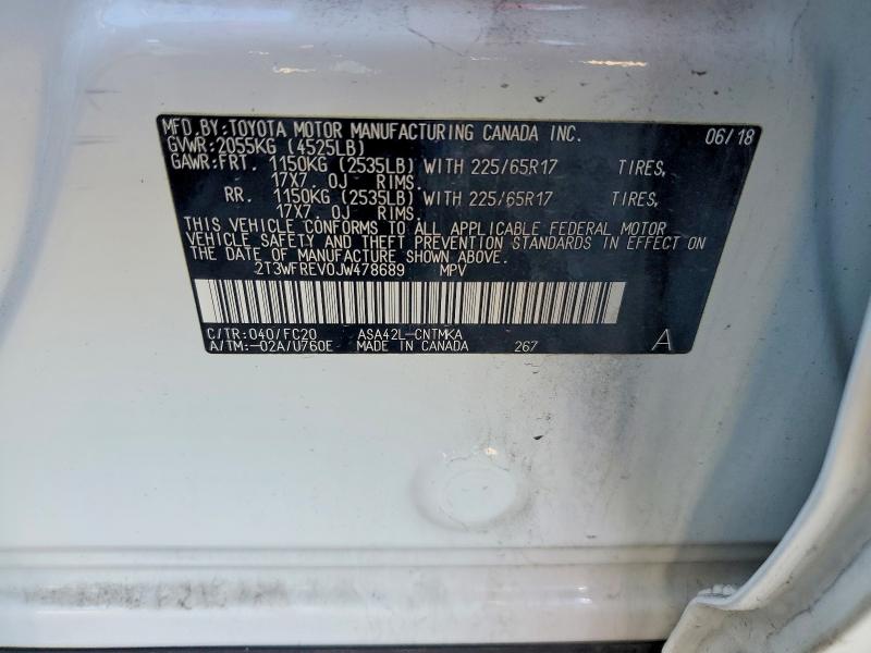 Photo 14 from auction – 2018 TOYOTA RAV4 with VIN 2T3WFREV0JW478689
