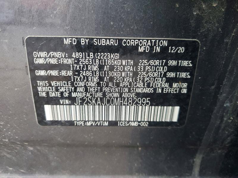 Photo 14 from auction – 2021 SUBARU FORESTER P with VIN JF2SKAJC0MH482995