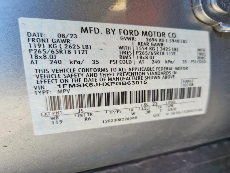 Photo 14 from auction – 2023 FORD EXPLORER with VIN 1FMSK8JHXPGB63015