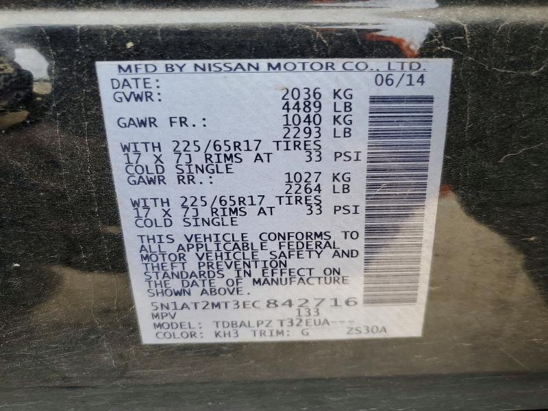 Photo 14 from auction – 2014 NISSAN ROGUE with VIN 5N1AT2MT3EC842716