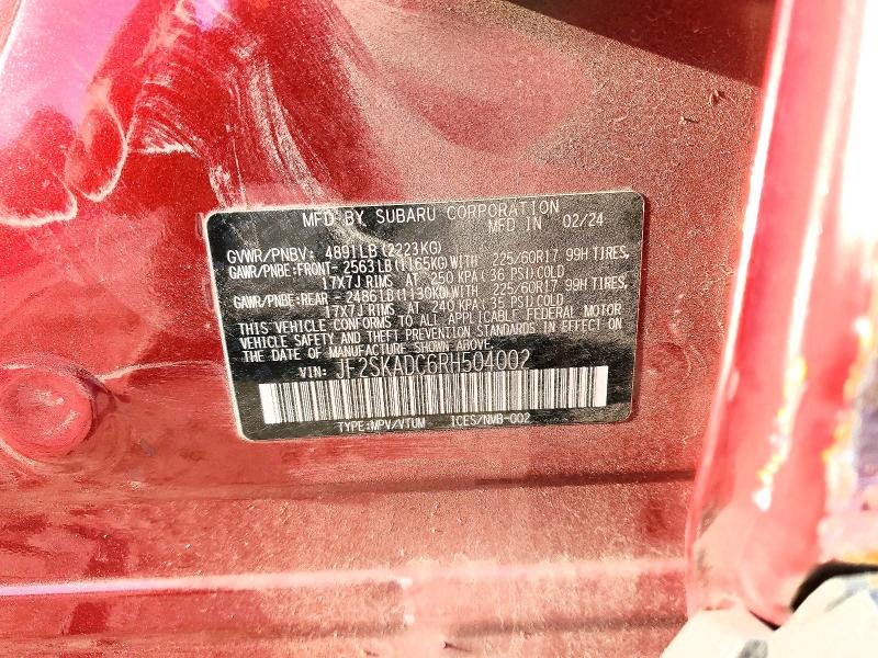 Zdjęcie 14 z aukcji – 2024 SUBARU FORESTER P z VIN JF2SKADC6RH504002