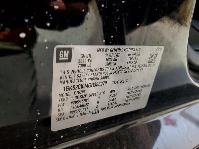 Photo 14 from auction – 2016 GMC YUKON DENA with VIN 1GKS2CKJ4GR388970