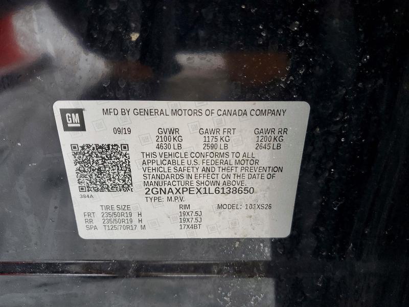 Photo 14 from auction – 2020 CHEVROLET EQUINOX with VIN 2GNAXPEX1L6138650