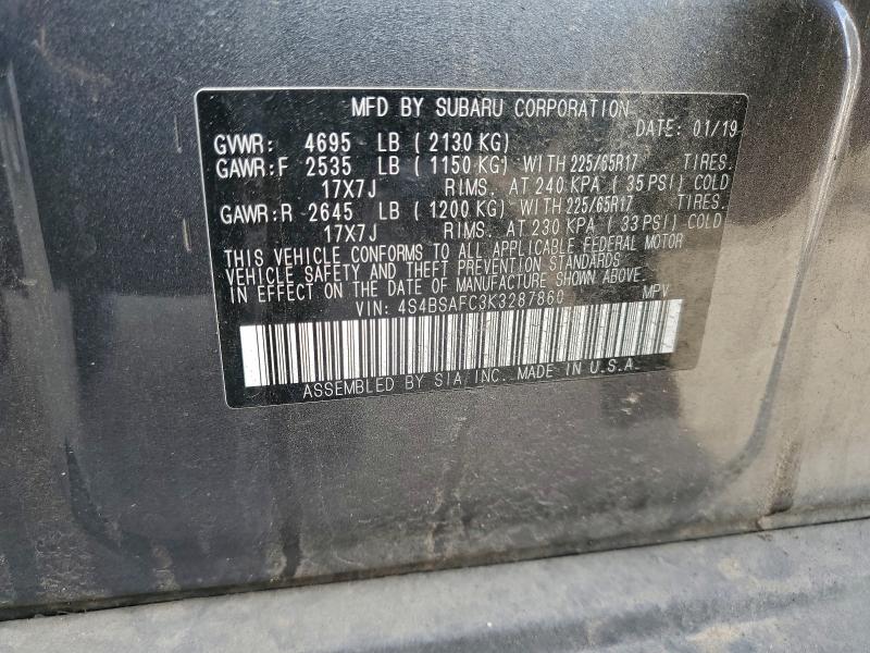 Photo 14 from auction – 2019 SUBARU OUTBACK 2. with VIN 4S4BSAFC3K3287860