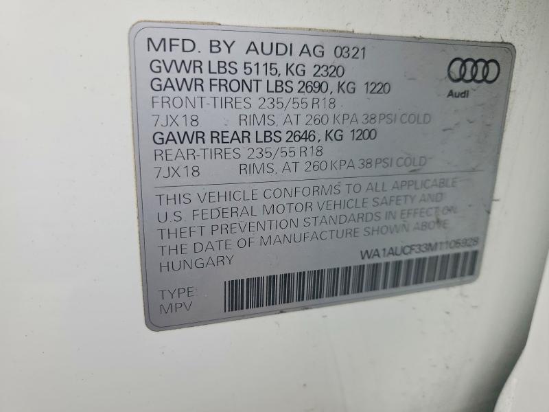 Photo 14 from auction – 2021 AUDI Q3 PREMIUM with VIN WA1AUCF33M1105928