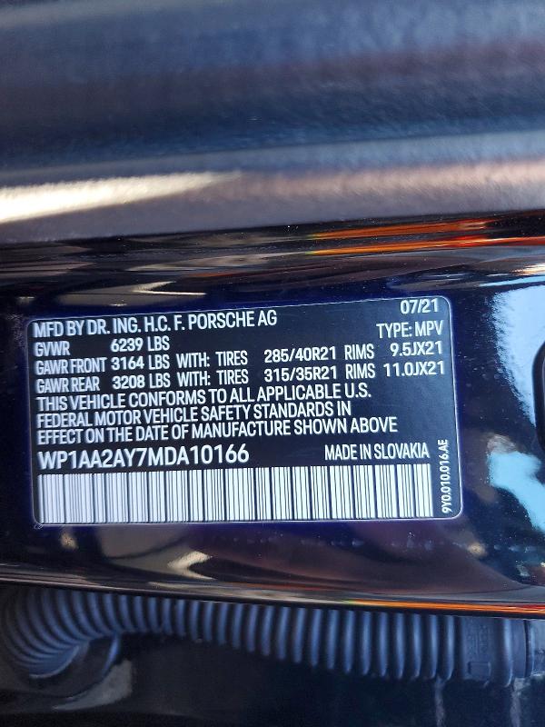Photo 14 from auction – 2021 PORSCHE CAYENNE with VIN WP1AA2AY7MDA10166