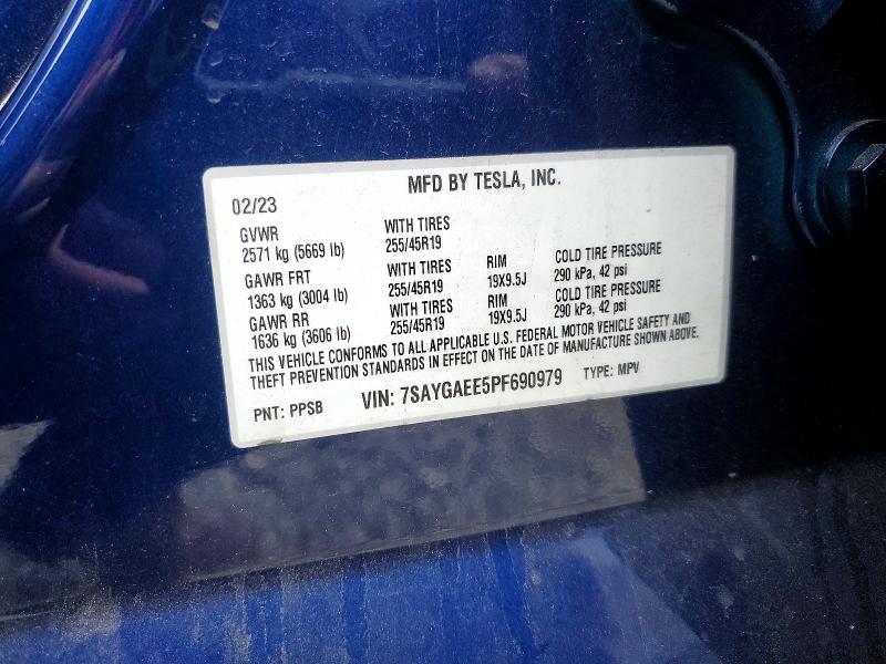 Photo 14 from auction – 2023 TESLA MODEL Y with VIN 7SAYGAEE5PF690979