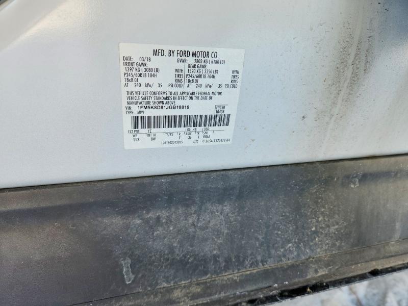 Photo 14 from auction – 2018 FORD EXPLORER with VIN 1FM5K8D81JGB18819