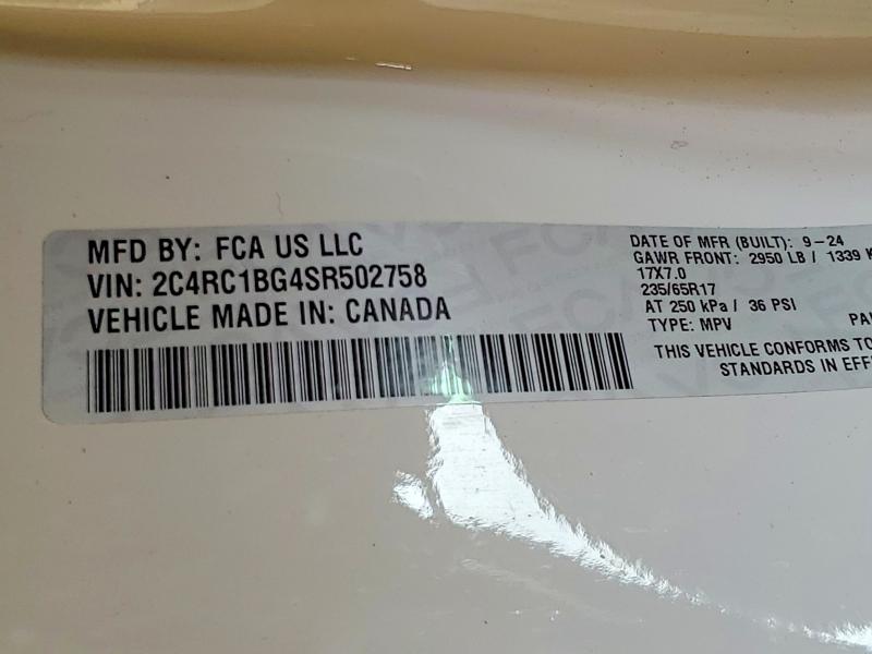 Photo 14 from auction – 2025 CHRYSLER PACIFICA S with VIN 2C4RC1BG4SR502758