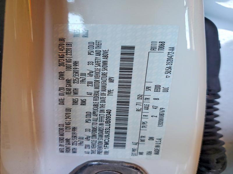 Photo 14 from auction – 2020 FORD ESCAPE TIT with VIN 1FMCU9J93LUB09340