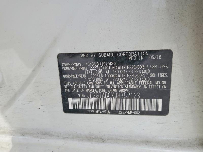 Photo 14 from auction – 2018 SUBARU CROSSTREK with VIN JF2GTABCXJH352123