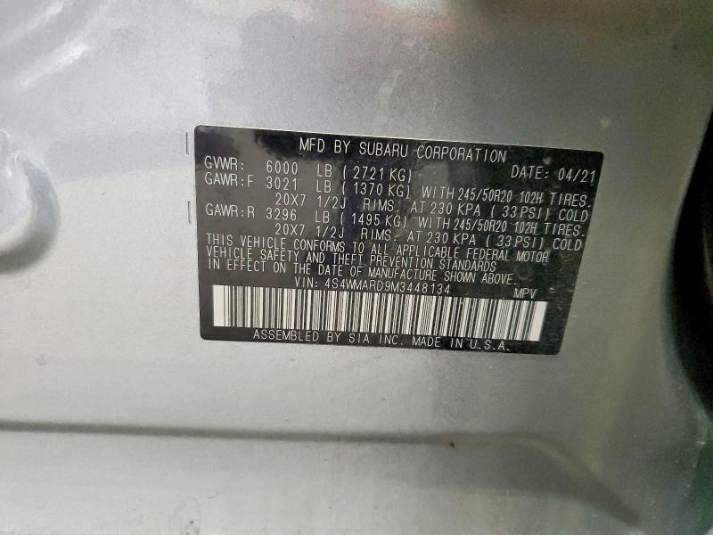 Photo 14 from auction – 2021 SUBARU ASCENT TOU with VIN 4S4WMARD9M3448134