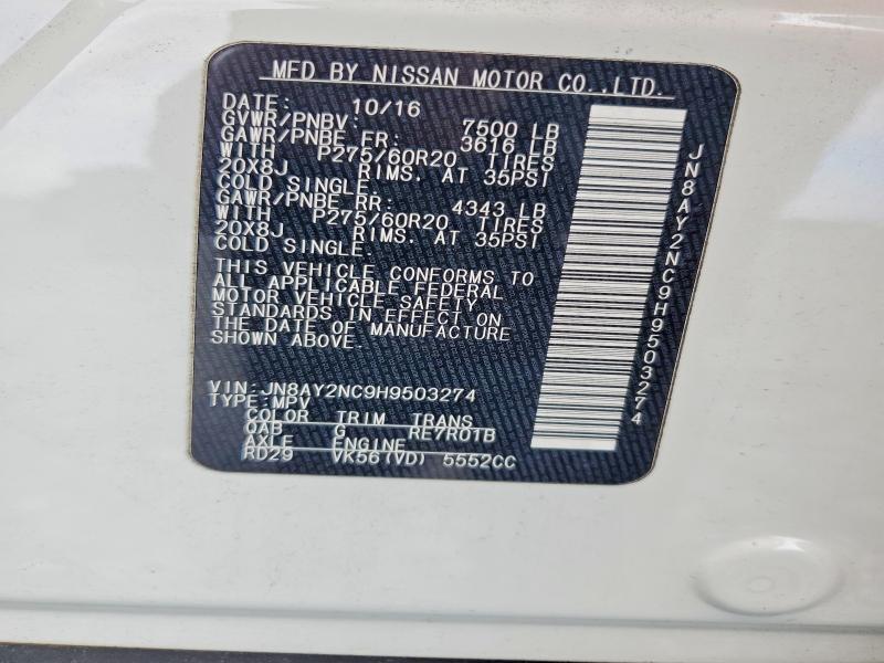 Photo 14 from auction – 2017 NISSAN ARMADA SV with VIN JN8AY2NC9H9503274