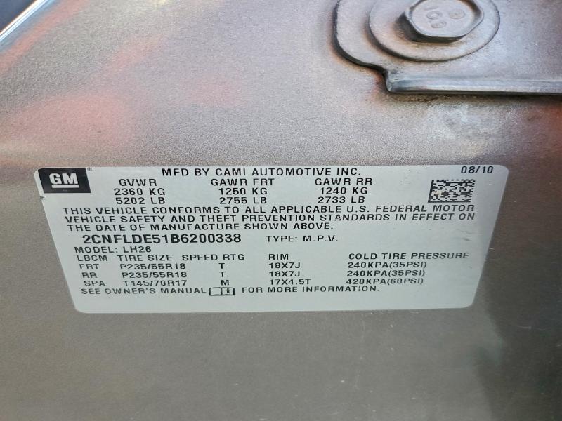 Foto 14 de la subasta – 2011 CHEVROLET EQUINOX LT con VIN 2CNFLDE51B6200338