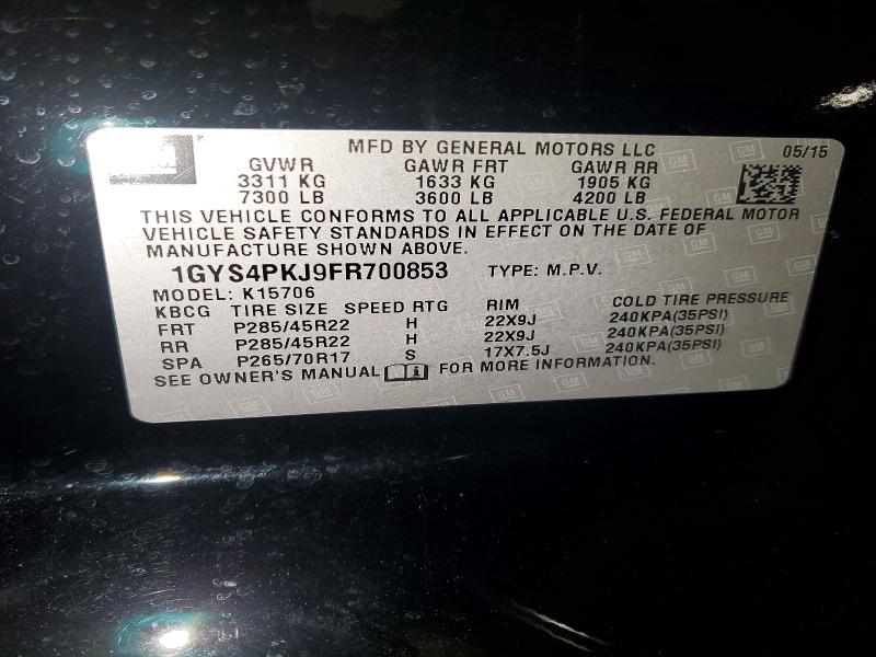 Photo 14 from auction – 2015 CADILLAC ESCALADE P with VIN 1GYS4PKJ9FR700853